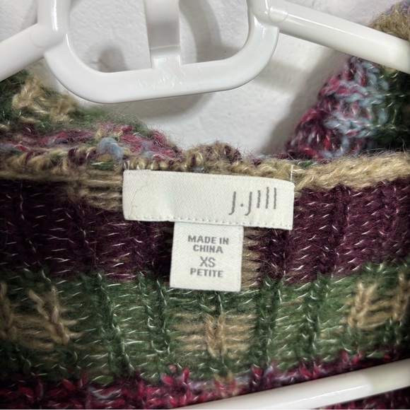 J Jill Southwestern Aztec Boho Wool Sweater Cardigan Hooded Women's Petite XS - Picture 5 of 8